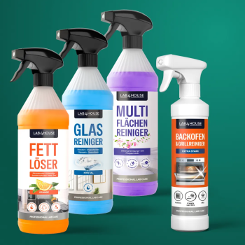Küchen Komplett Reinigungsset Eingebranntes Fett Glas + Multi Reiniger